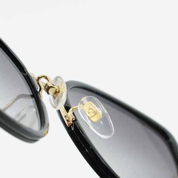 Gucci GG0606SK 001 Sunglasses Black/Gold Square Frame, Grey Lenses - Picture 7 of 12